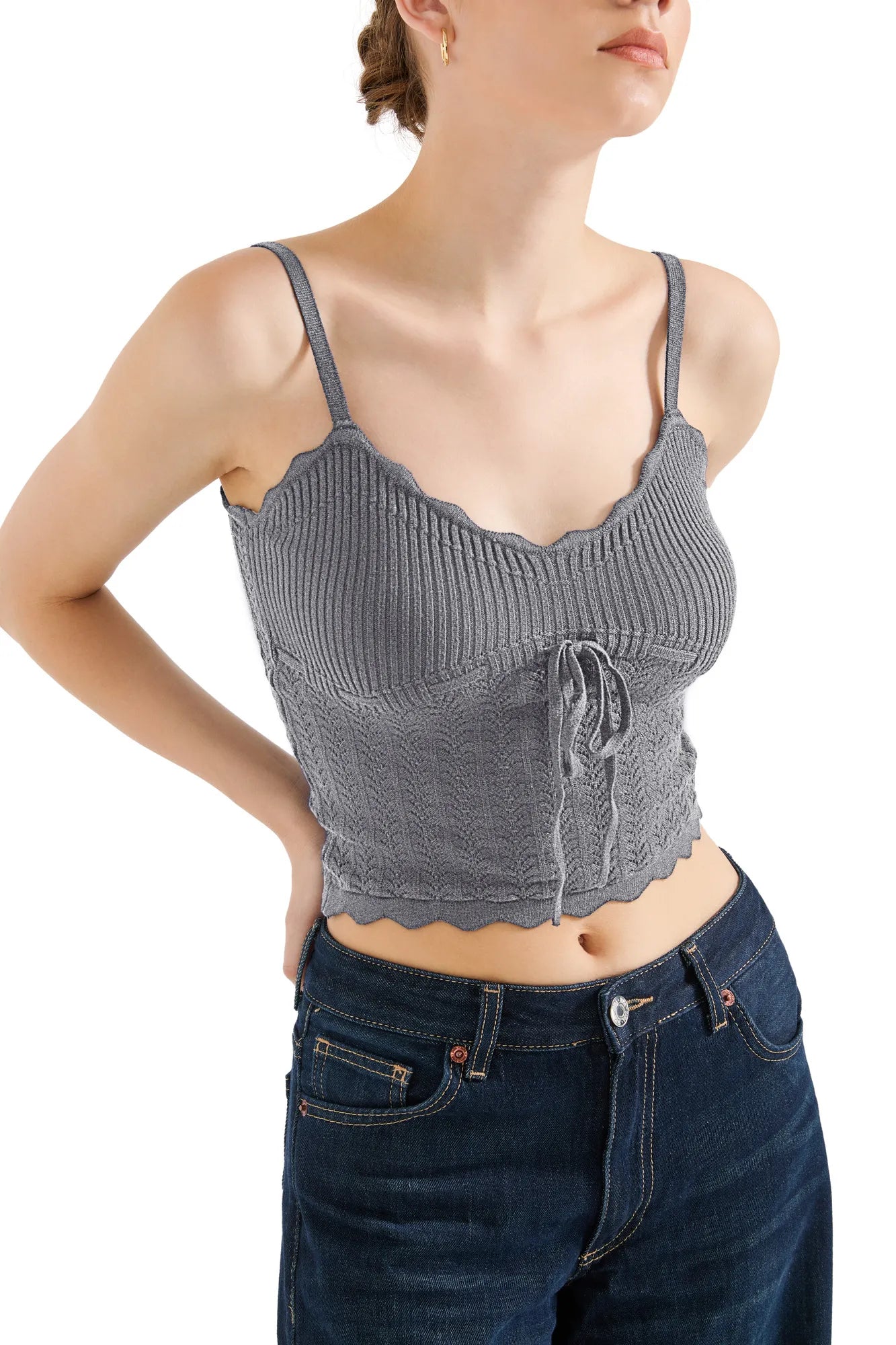 Crochet Cami V Neck Tank Top