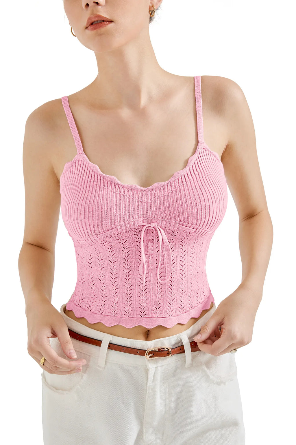 Crochet Cami V Neck Tank Top