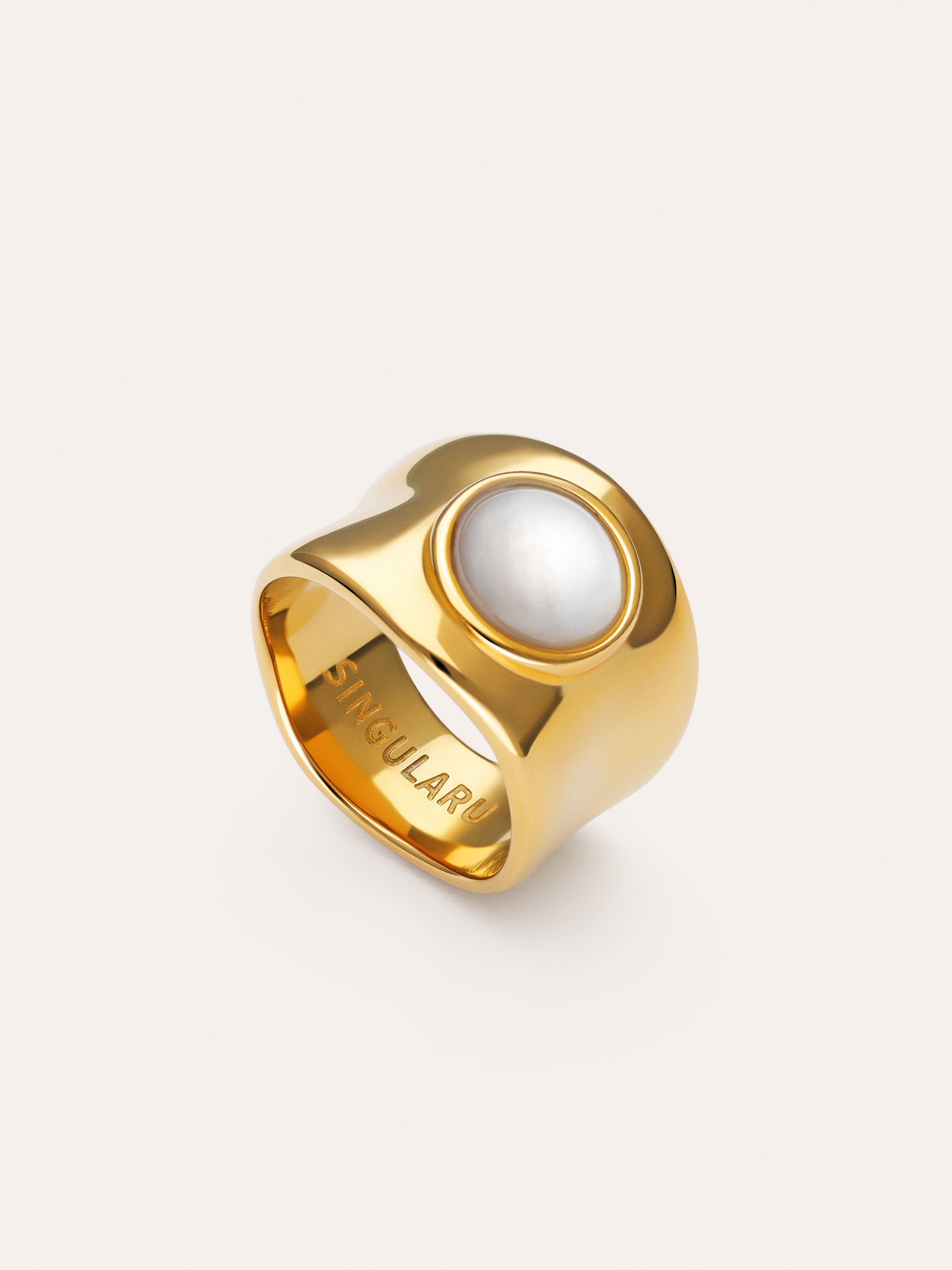 Anillo My Nácar Acero Baño Oro