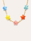 Collar Starfish Chic Color Acero Baño Oro