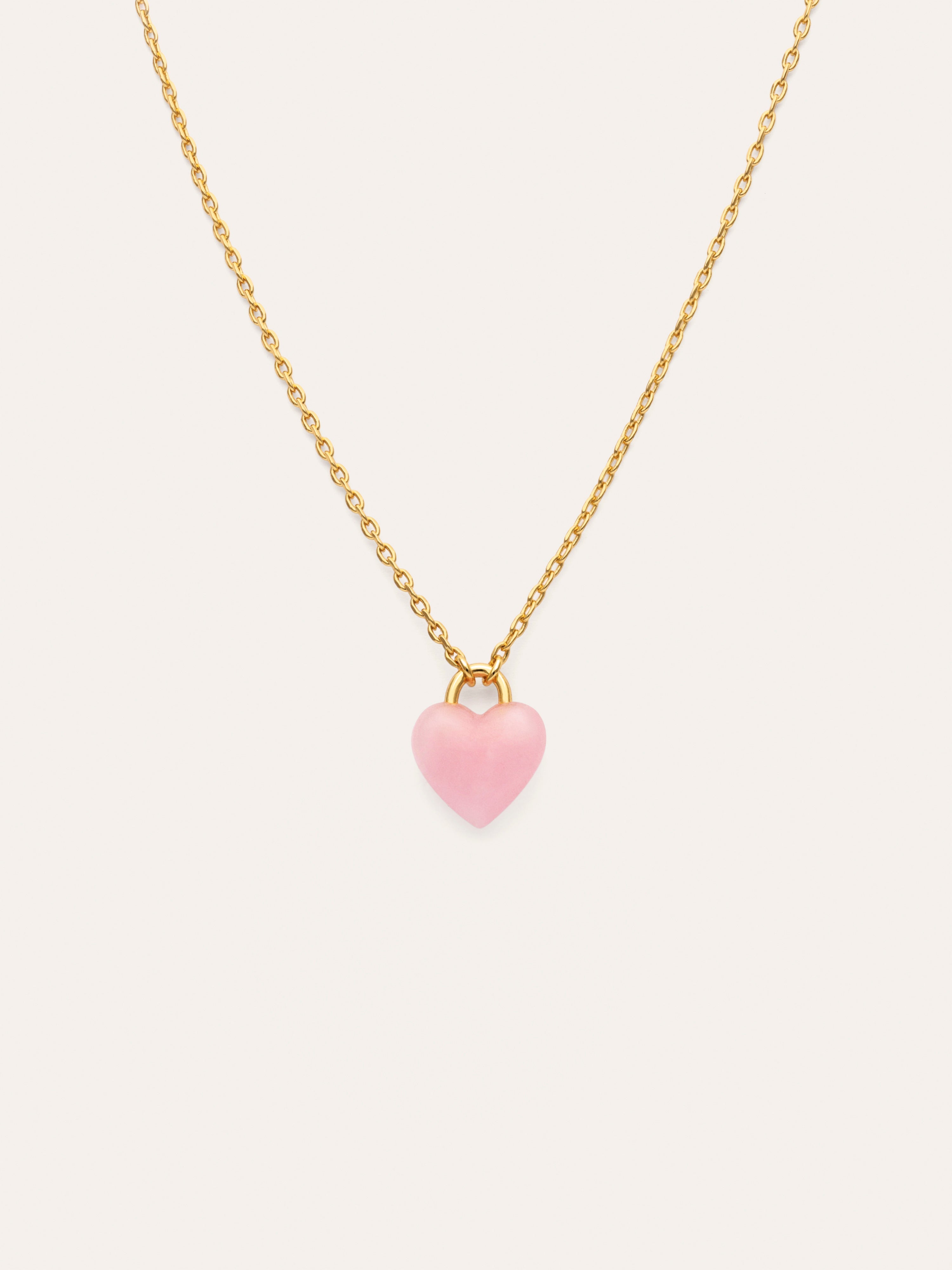 Collar Sweet Heart Pink Stone Baño Oro