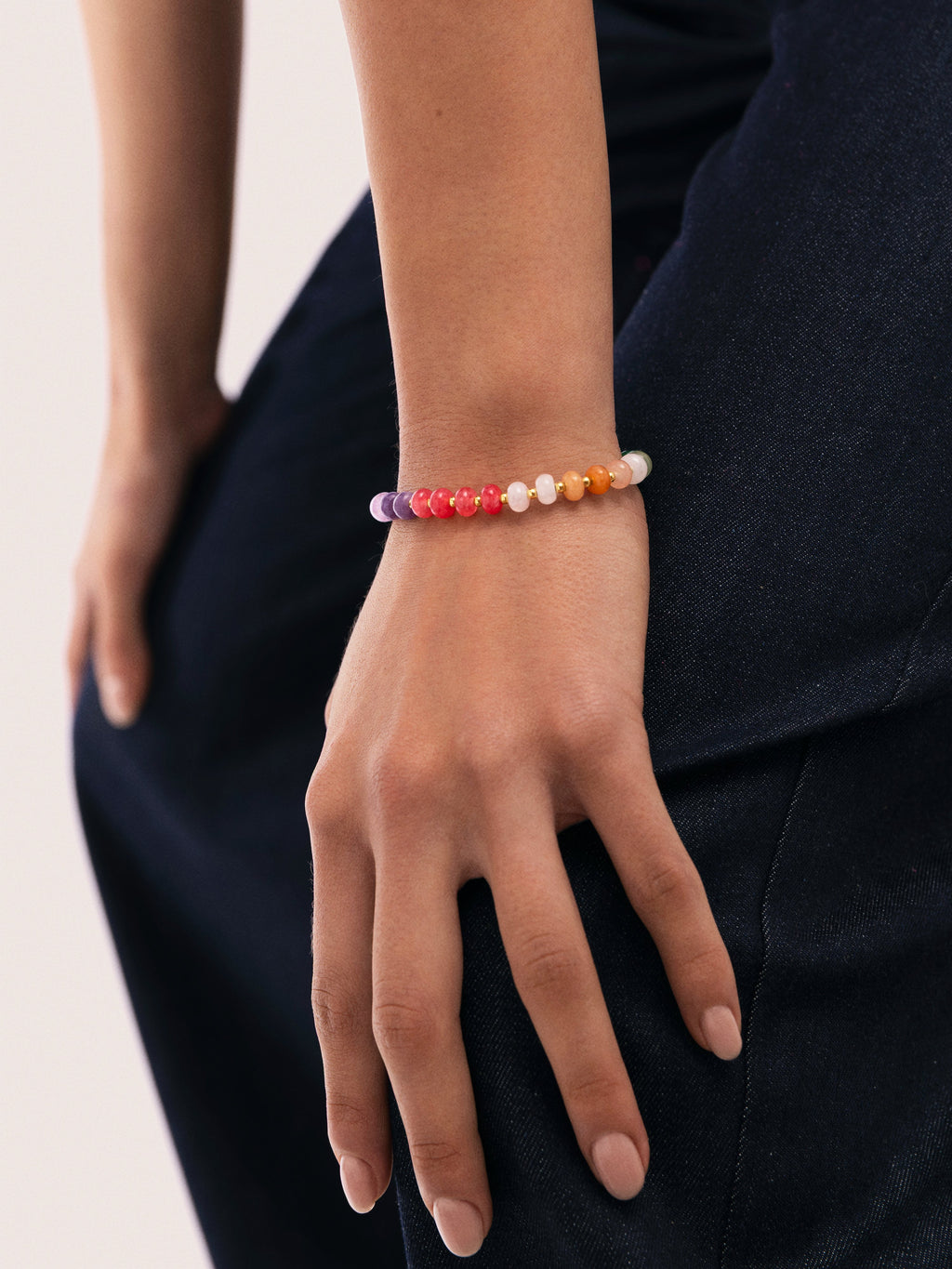 Pulsera Gummy Stones Acero Baño Oro
