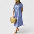 Cielo | Vestido midi con botones y manga corta recta