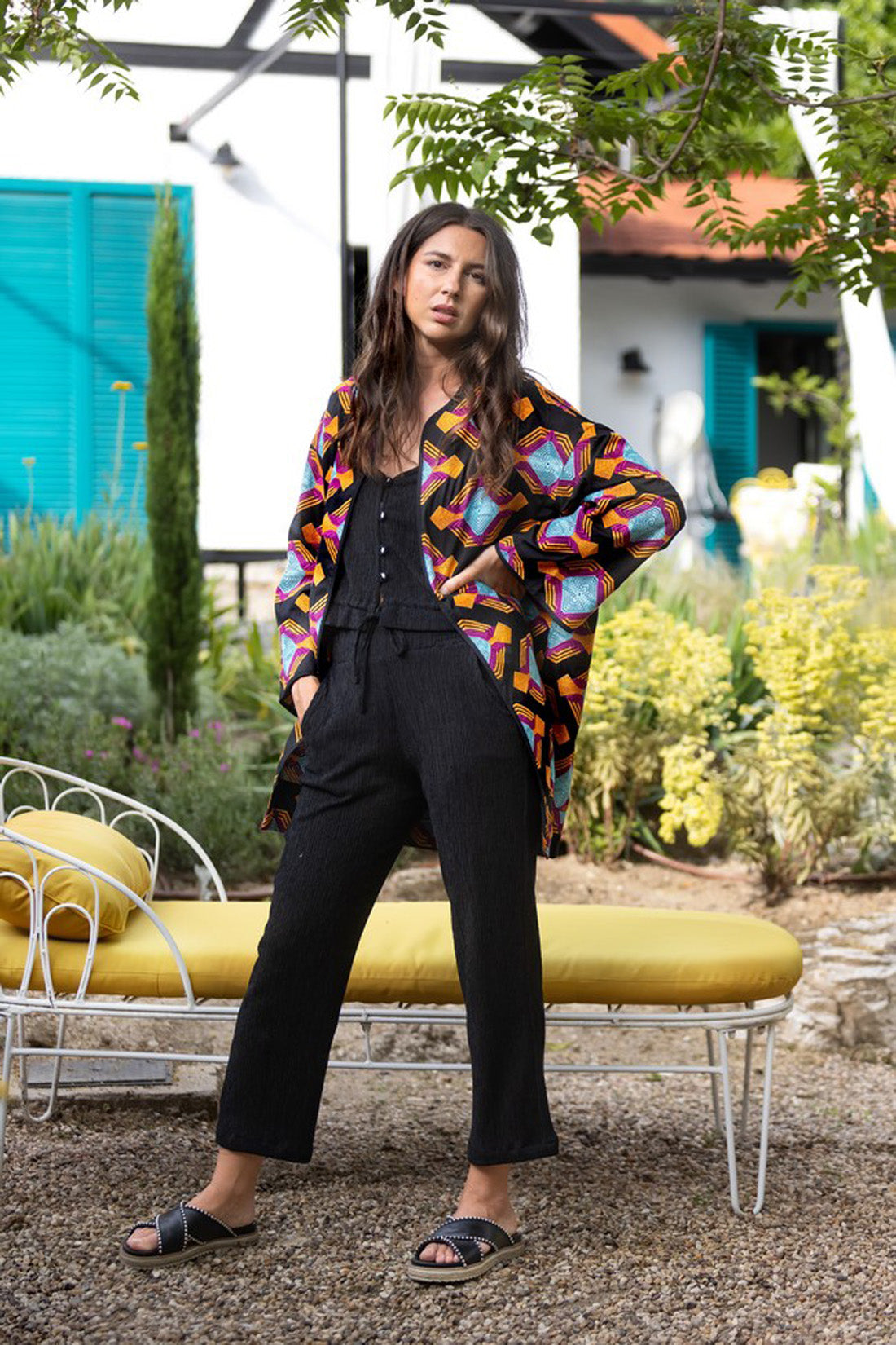 PANTALON EFECTO ARRUGADO NEGRO