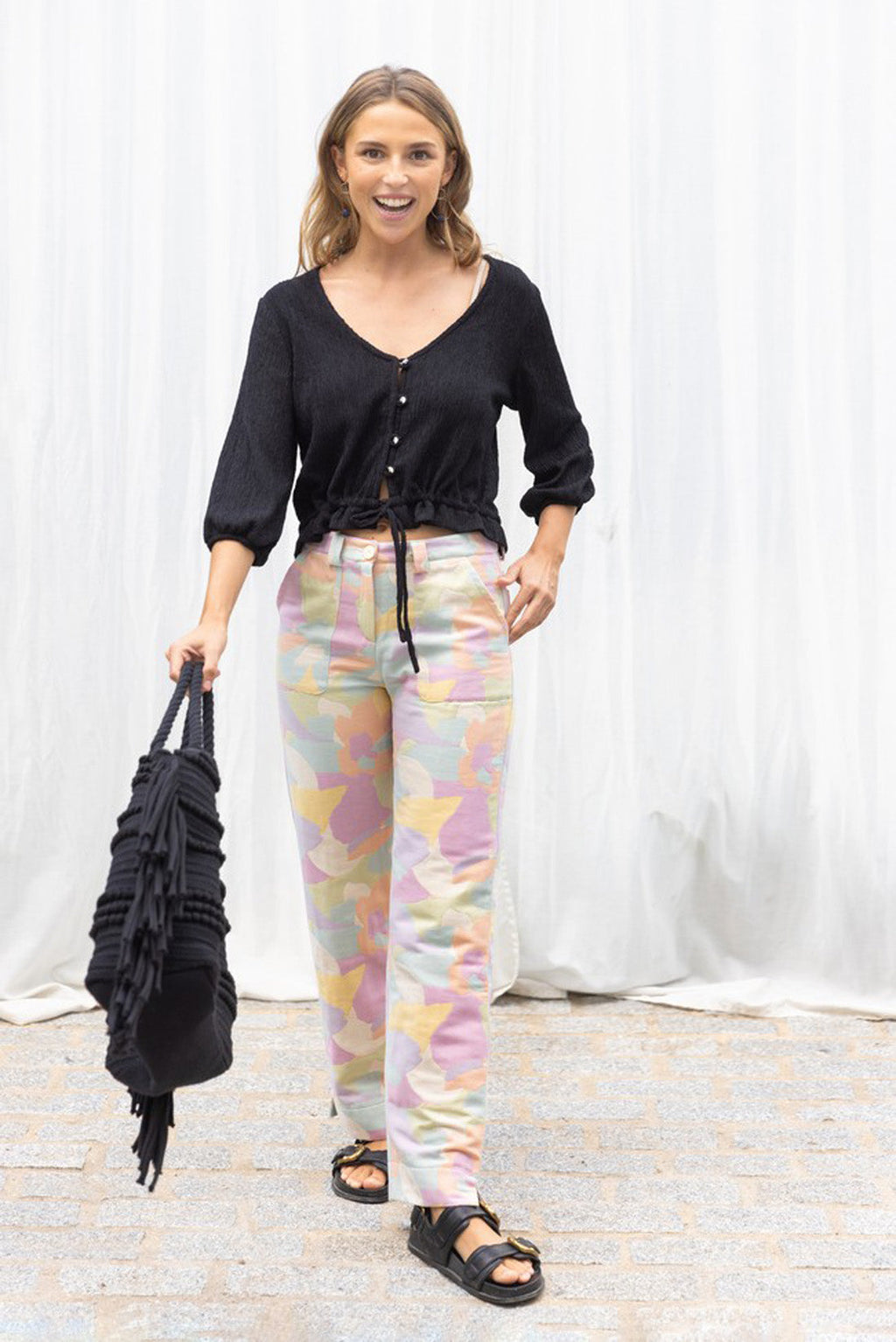 PANTALON ZOA  LILA Y LIMON