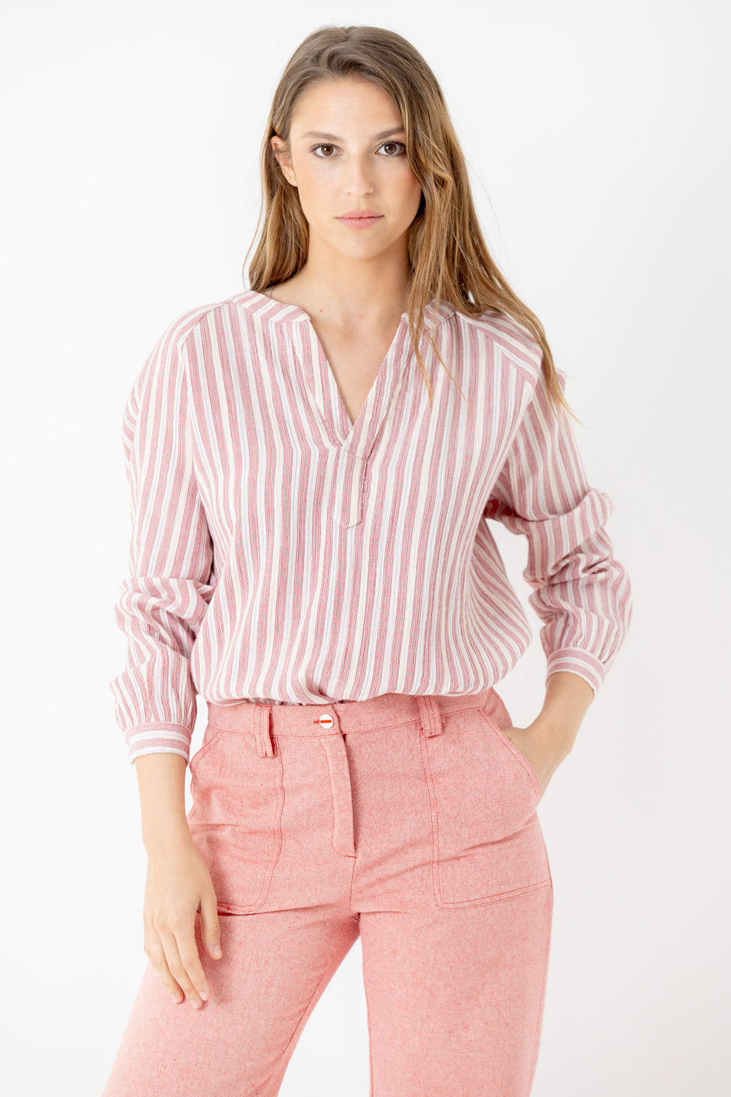 CAMISA RAYAS ROJAS