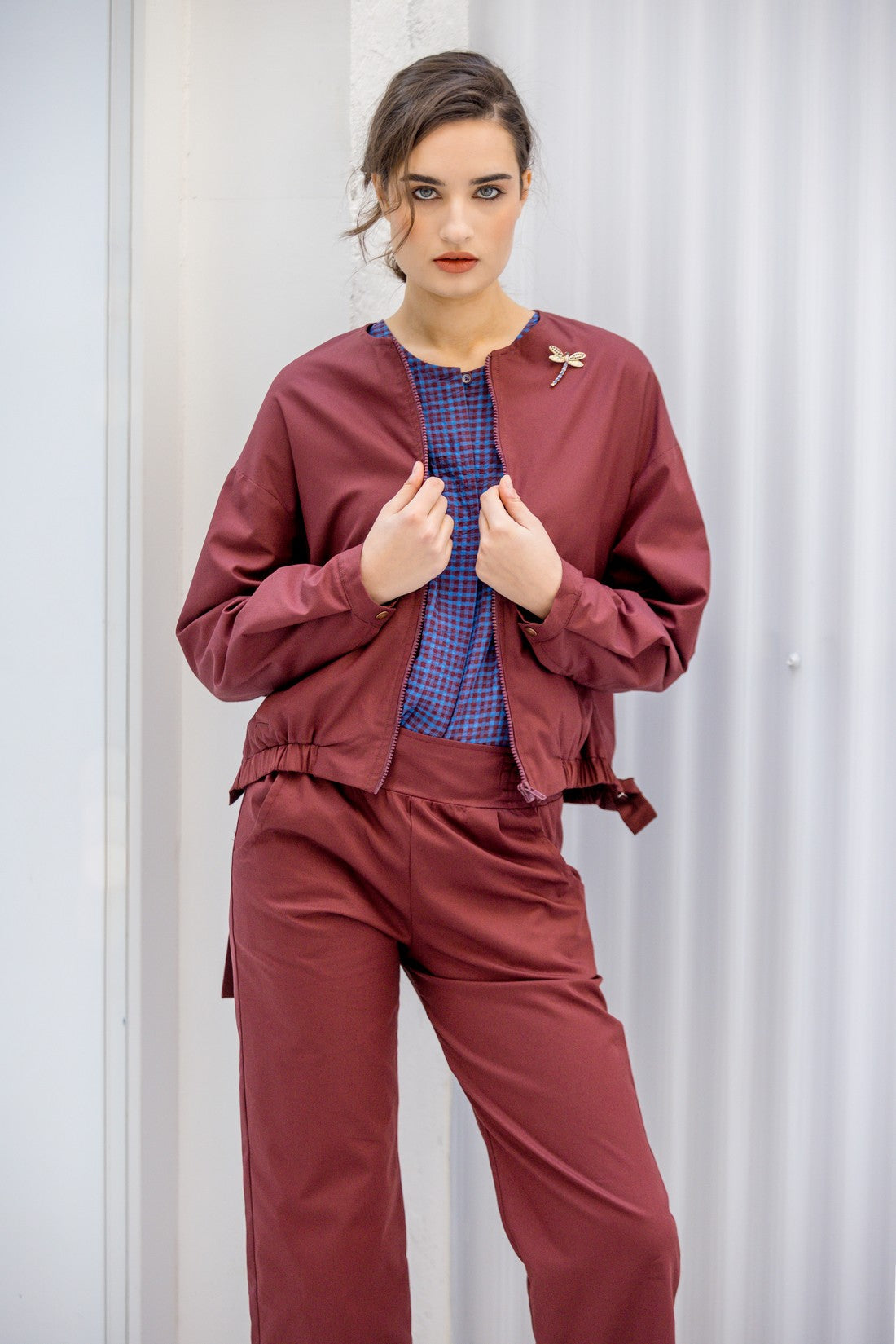 LOOK TOTAL POPELIN BURDEOS