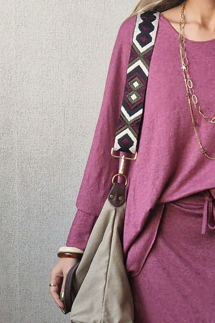 Correa Ajustable para Bolso Tonos Berenjena y Beige