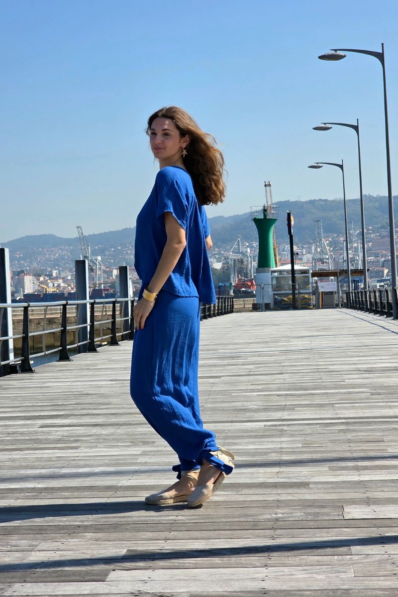 Pantalón Bombacho Lazos Azulón