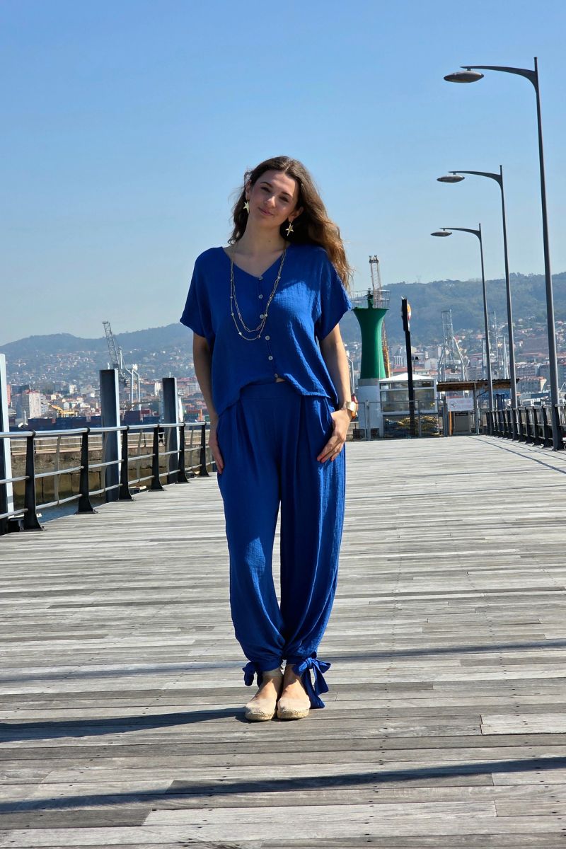 Pantalón Bombacho Lazos Azulón