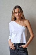 Top asimétrico con estrellas blanco