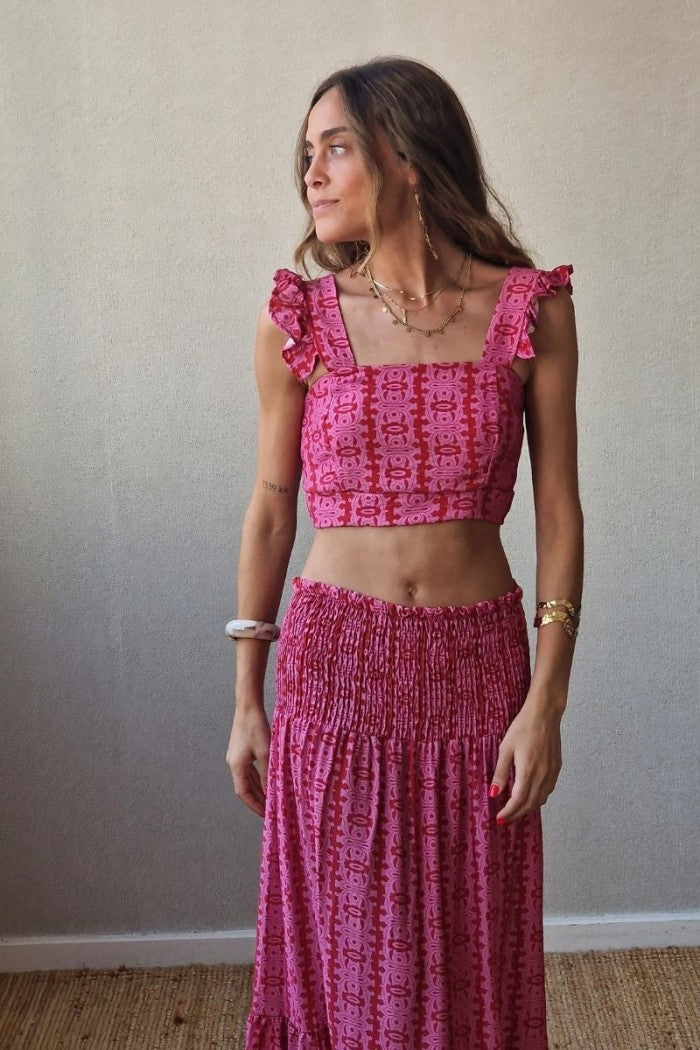 Top estampado fucsia