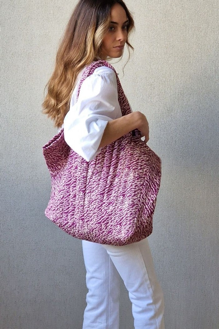 Bolso de tela estampada buganvilla con opción de personalizarlo