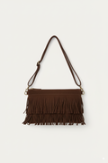 Bolso sobre de ante con flecos marrón