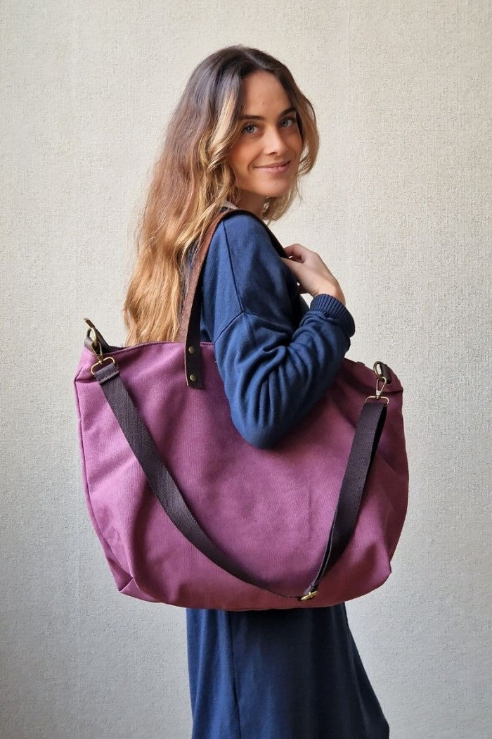 Bolso oversize loneta berenjena