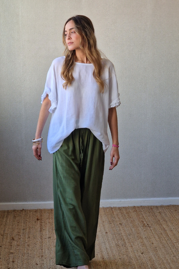 Pantalón cintura elástica verde militar