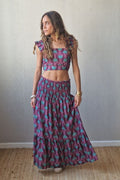 Top de flores berenjena
