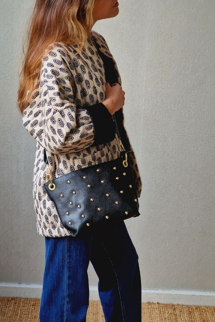 Bolso bandolera tachuelas negro