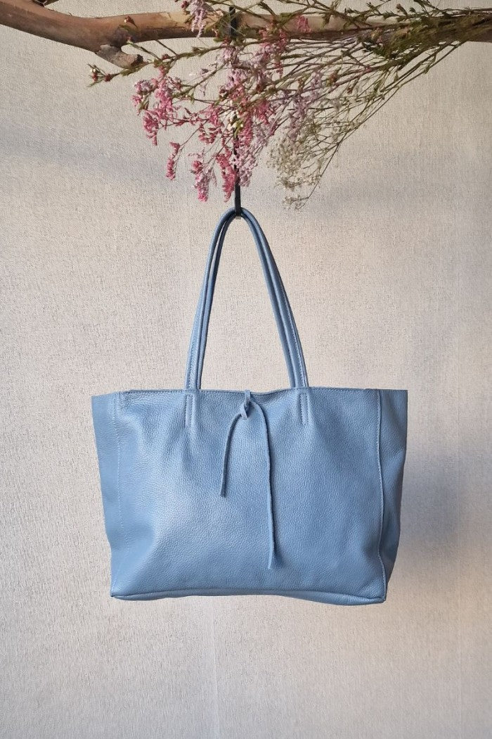 Bolso shopping con cremallera azul nude