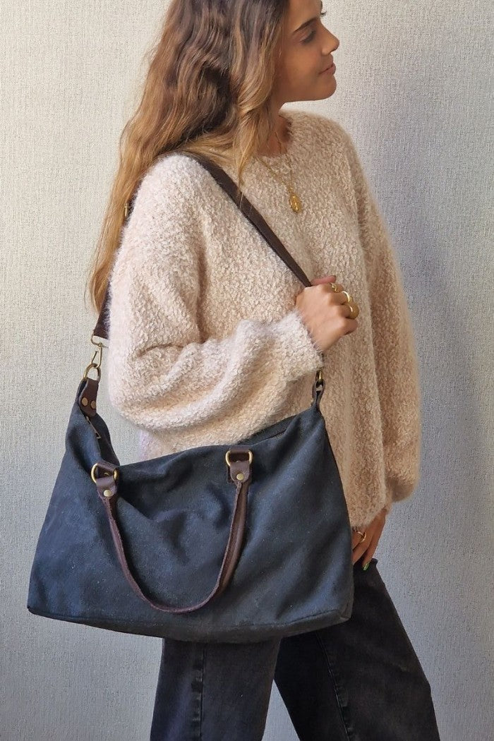 Bolso loneta oversize gris oscuro con opción a personalizar