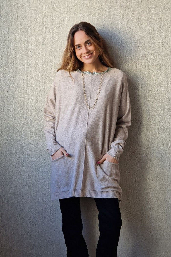 Jersey oversize bolsillos topo