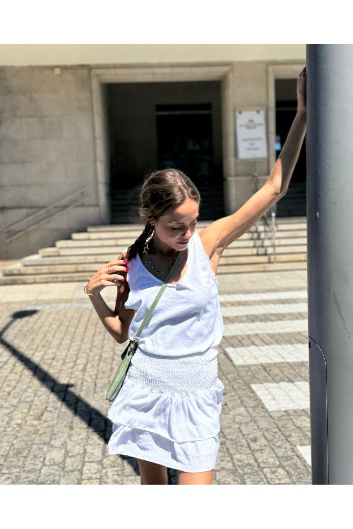 Minifalda pantalón con goma ancha color blanca