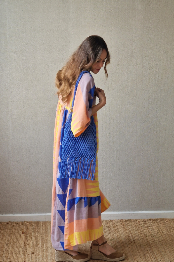 Bolso crochet asas con aros azul