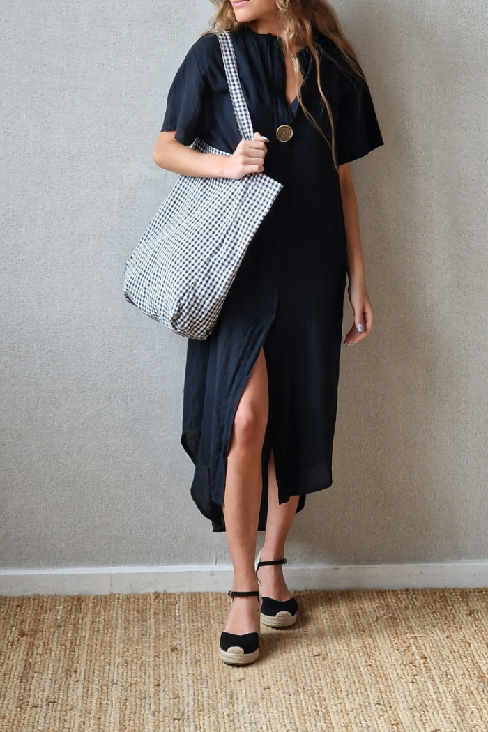 Bolso de cuadro vichy con opción de personalizarlo blanco y negro