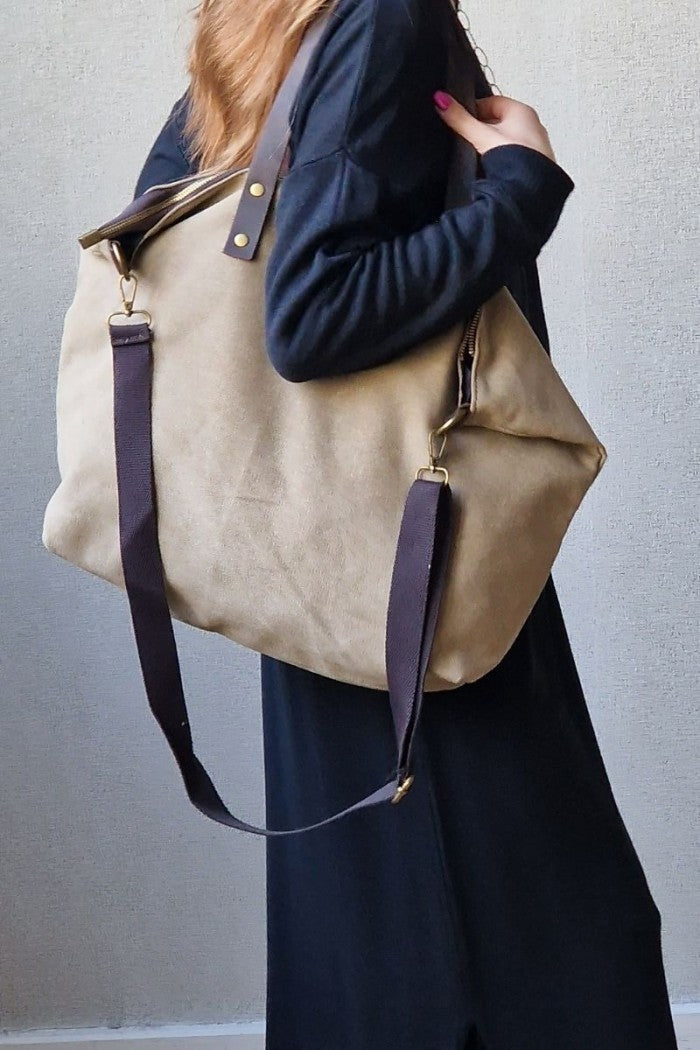 Bolso oversize loneta topo