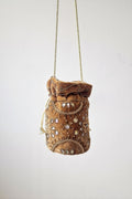 Bolso bombonera camel y dorada