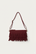 Bolso sobre de ante con flecos  granate