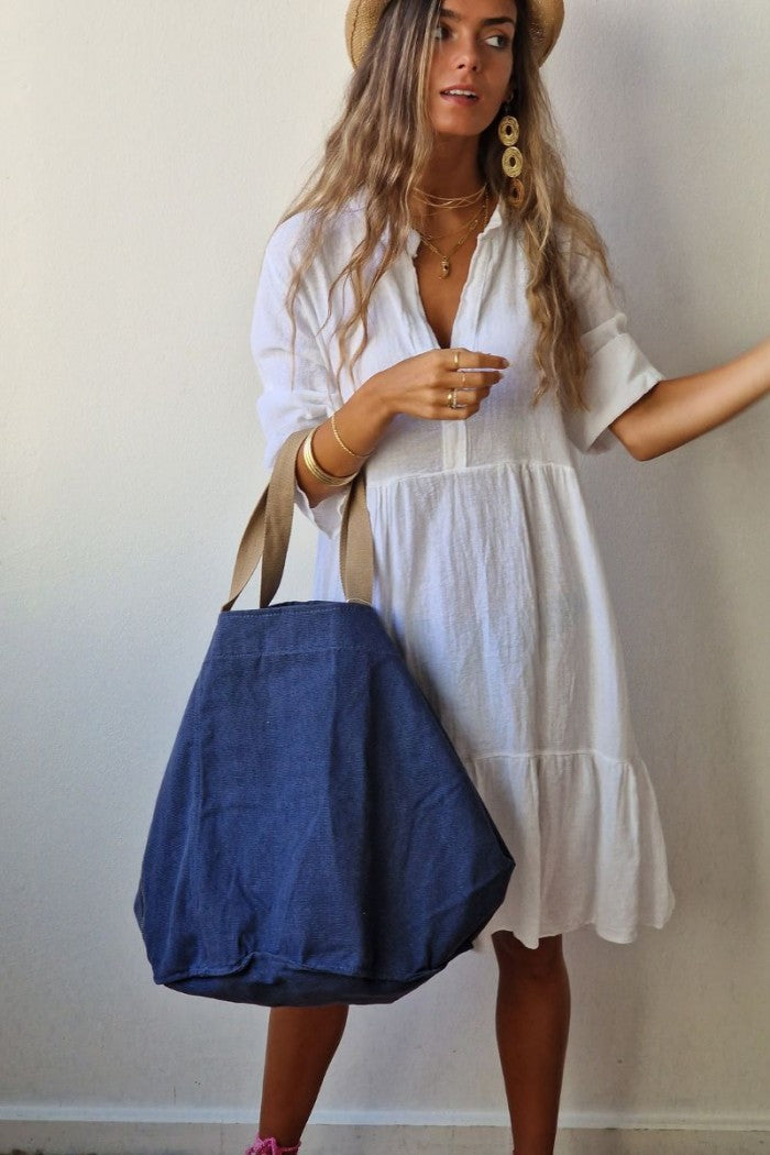 Bolso de playa oversize azul marino con opción de personalizar