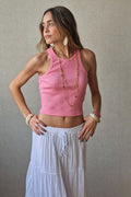 Top sin mangas rayado rosa