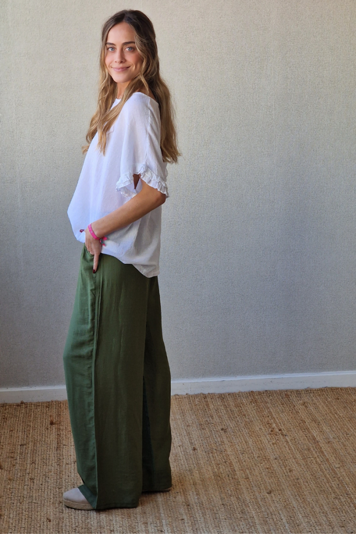 Pantalón cintura elástica verde militar