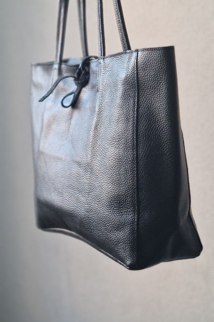 Bolso shopping con cremallera negro