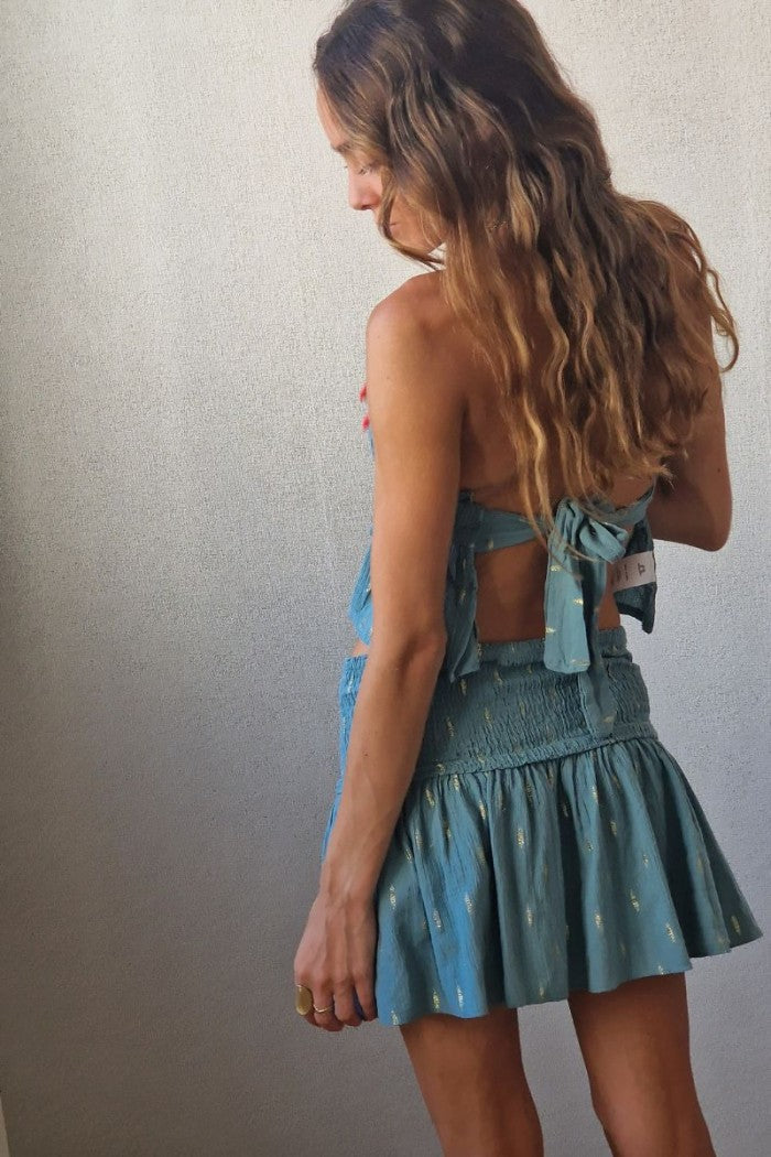 Top de bambula con lurex verde bonito