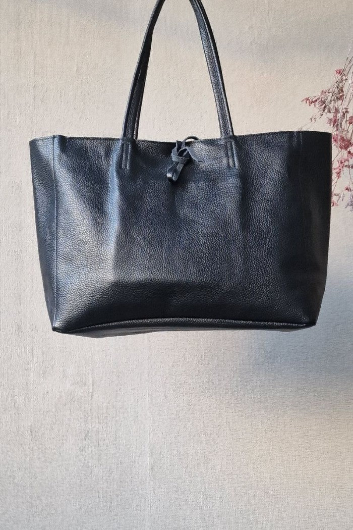 Bolso shopping con cremallera negro