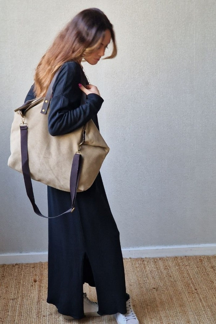 Bolso oversize loneta topo