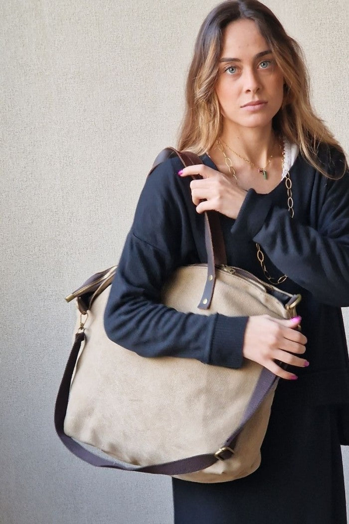 Bolso oversize loneta topo