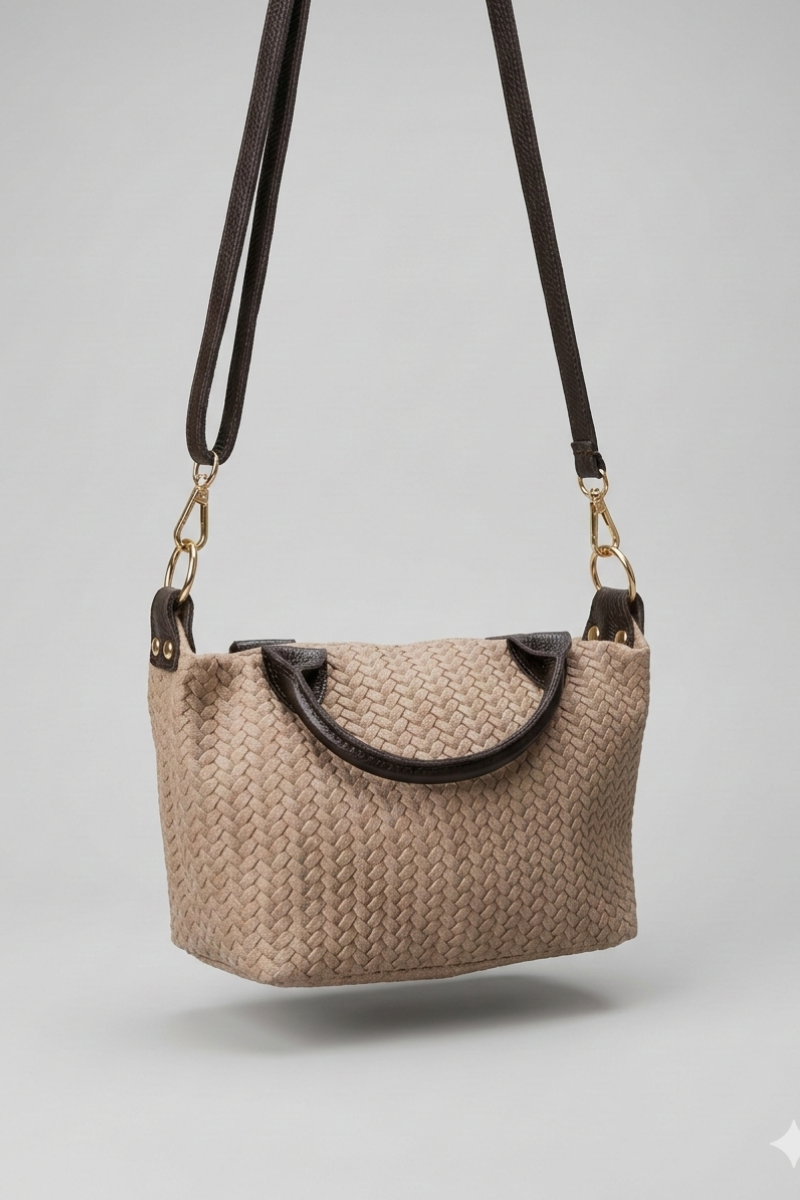 Bolso Bandolera Trenzado Topo